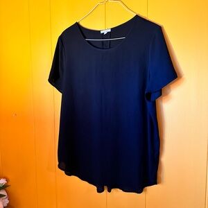 Black Short Sleeve Crew Neck Blouse